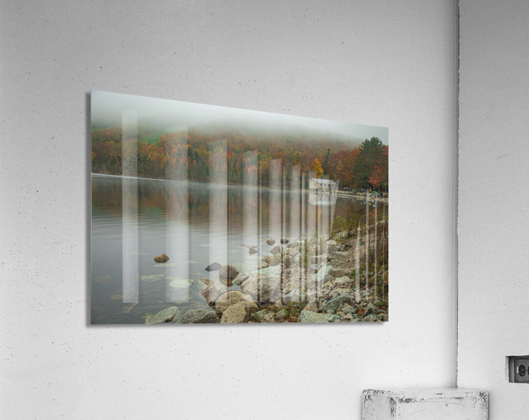 Foggy Autumn lake reflections Acrylic Print