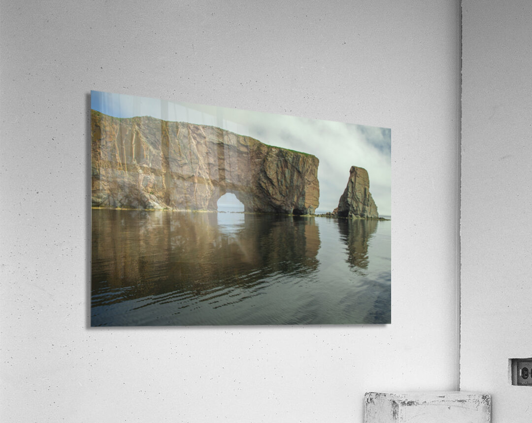 Close up of Perce Rock Reflection Acrylic Print