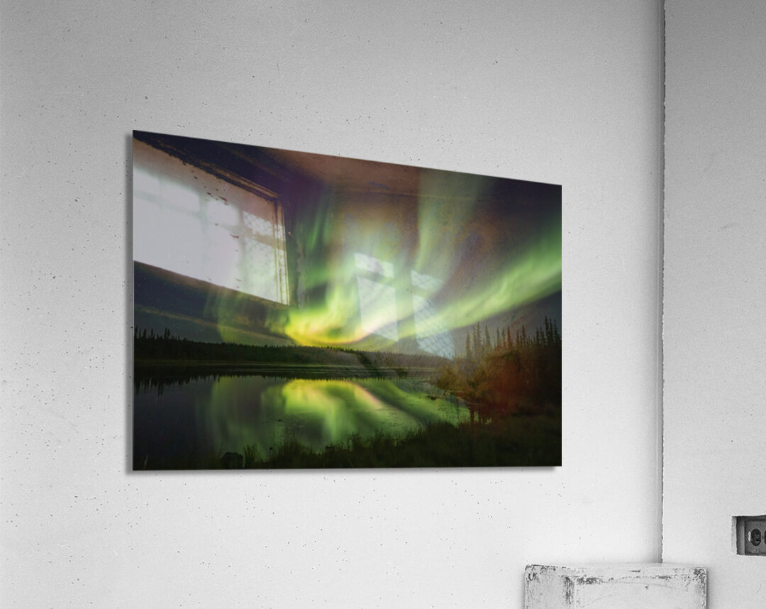 Aurora light pond reflections Acrylic Print