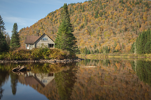 Abandoned Cabin Autumn Reflections