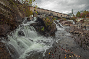 Bath waterfall and covered bridge
