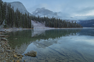 Misty Emerald Lake Mountain reflection