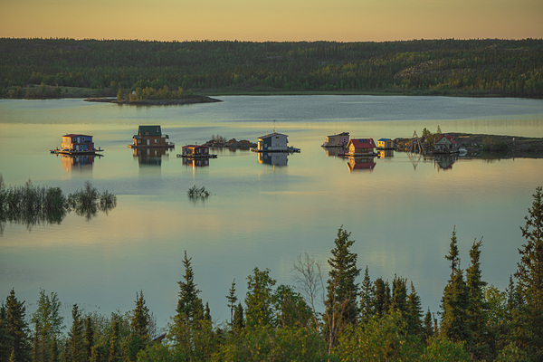 House boats Sunrise Print