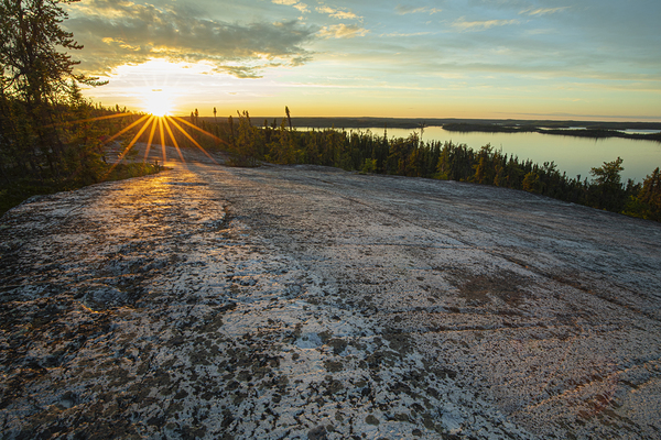 Sunburst above Prelude Lake Print