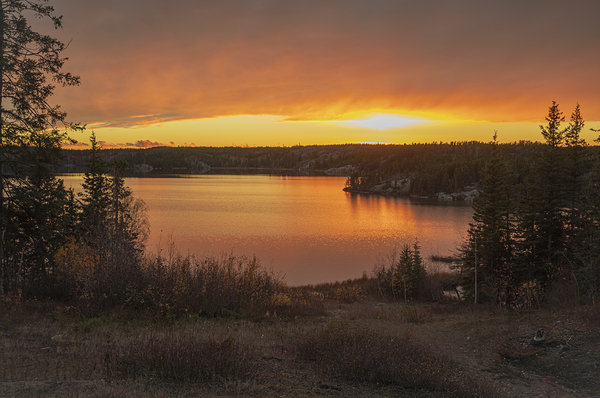Jackfish Lake Fiery Skies by Daniel Pekar Photography