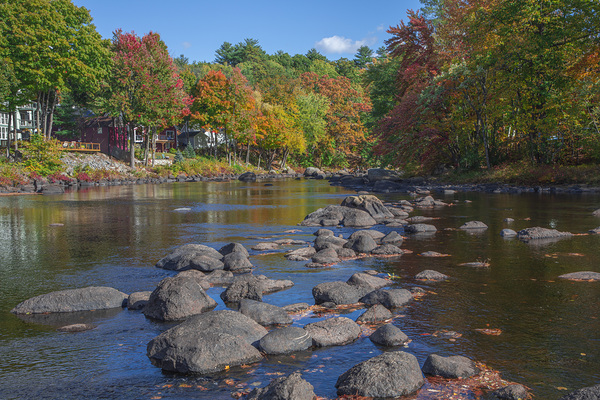 Autumn River Stone Crossing Print