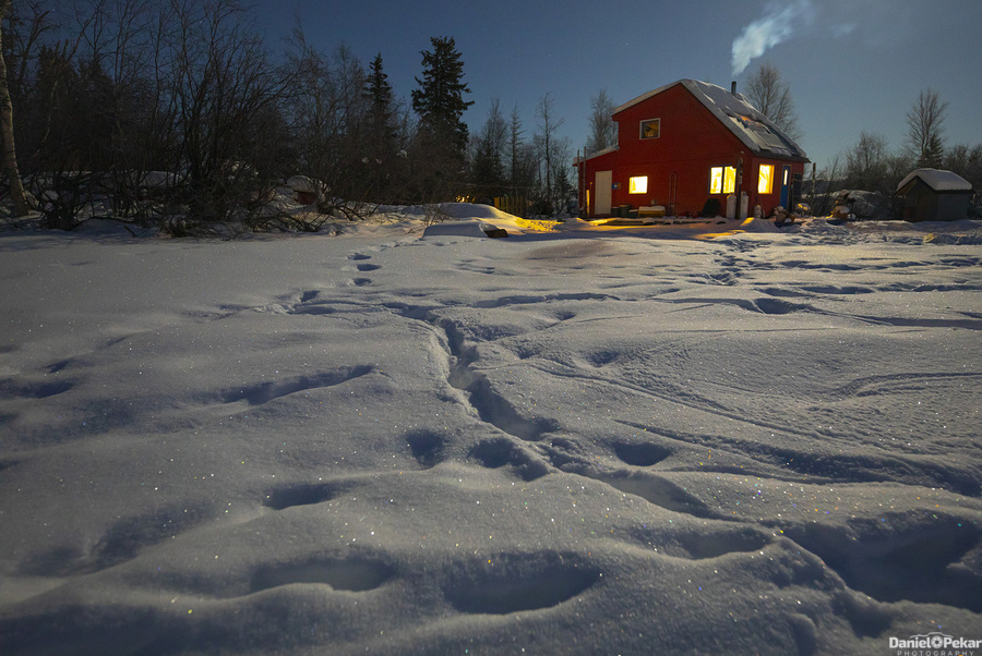 House boat Winter Sparkle  Print