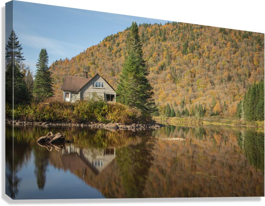 Abandoned Cabin Autumn Reflections Canvas Print