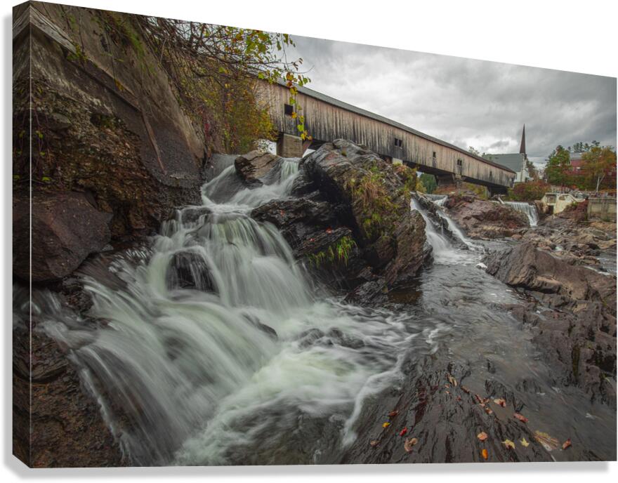 Bath waterfall and covered bridge Canvas Print