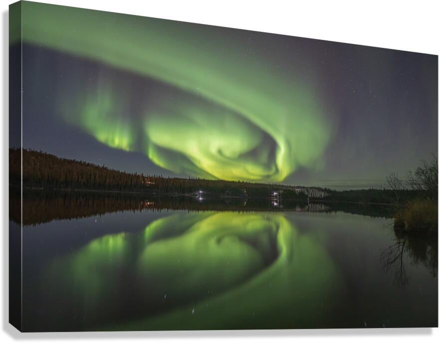 Madeline Lake Aurora Reflections Canvas Print