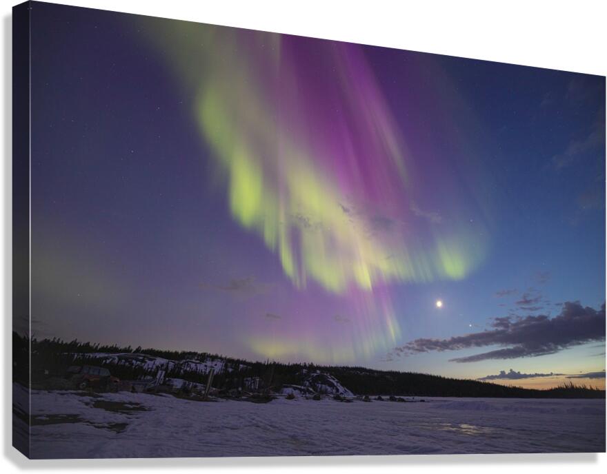 Prelude Lake Winter Aurora Canvas Print
