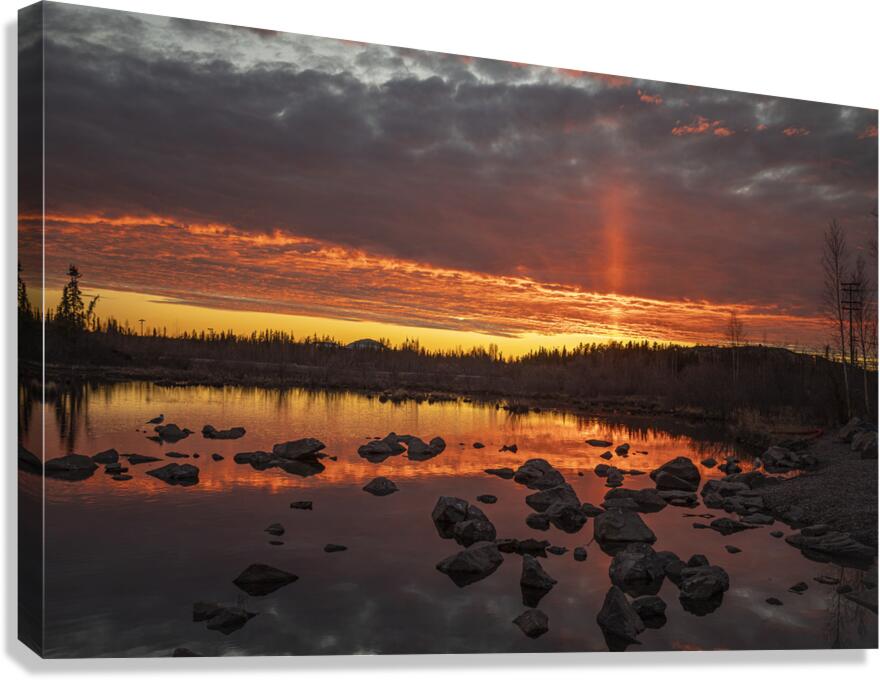 Mesmerizing Yellowknife Fiery Summer skies Canvas Print