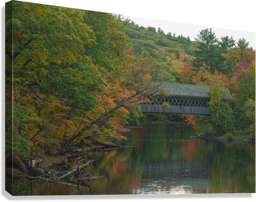 Henniker Covered Bridge Reflections Canvas Print