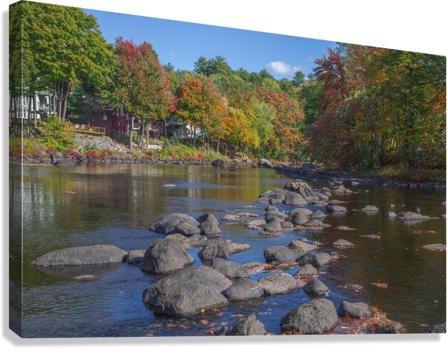 Autumn River Stone Crossing Canvas Print