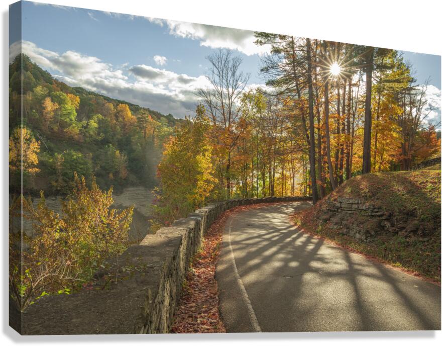 Letchworth Autumn Road Evening Glow Canvas Print