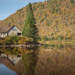 Abandoned Cabin Autumn Reflections