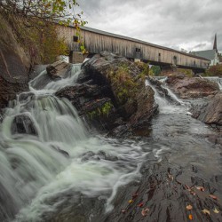 Bath waterfall and covered bridge