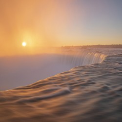 Horseshoe Falls majestic sunrise mist