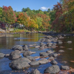 Autumn River Stone Crossing
