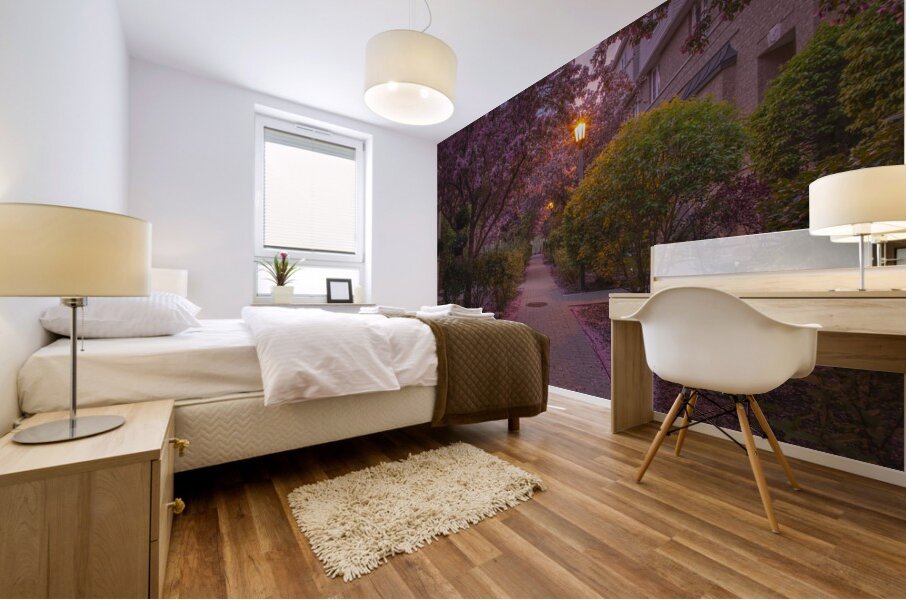 Crab apple blossom pathway Mural print