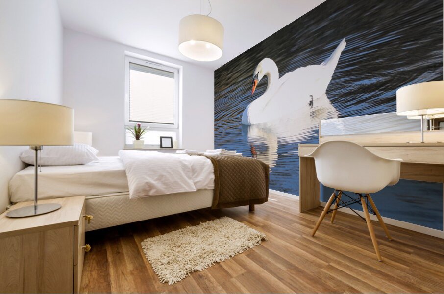 Summer Swan Reflection Mural print