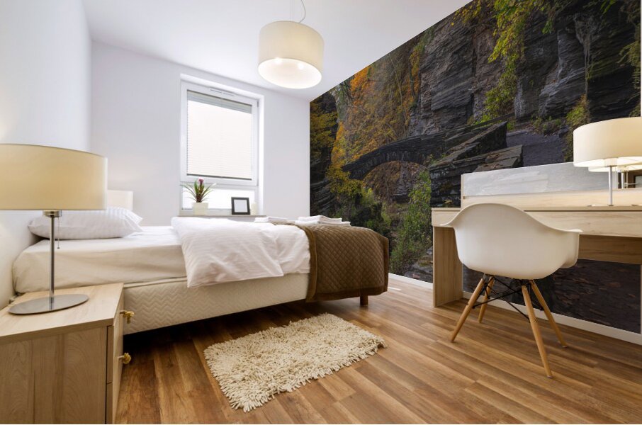 Autumn Fantasy Bridge Mural print