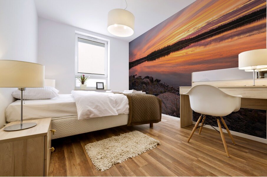 Magical Sunset at Prosperous Lake Mural print