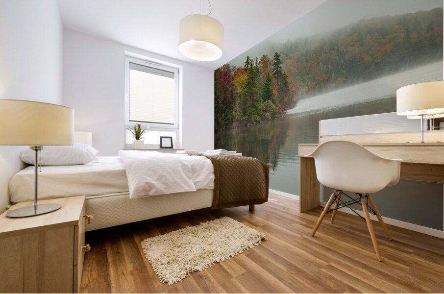 Foggy Echo Lake Fall Reflections Mural print