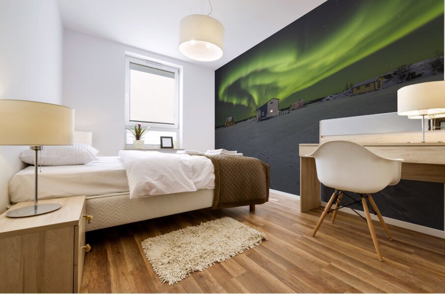 Aurora Portal Opening over Houseboats Mural print