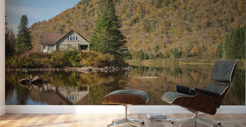 Abandoned Cabin Autumn Reflections Wall Murals