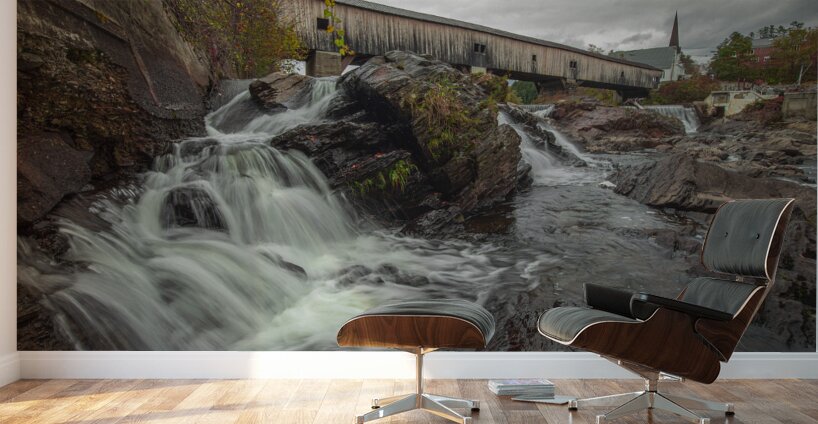 Bath waterfall and covered bridge Wall Murals