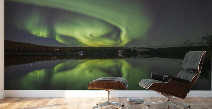 Madeline Lake Aurora Reflections Wall Murals