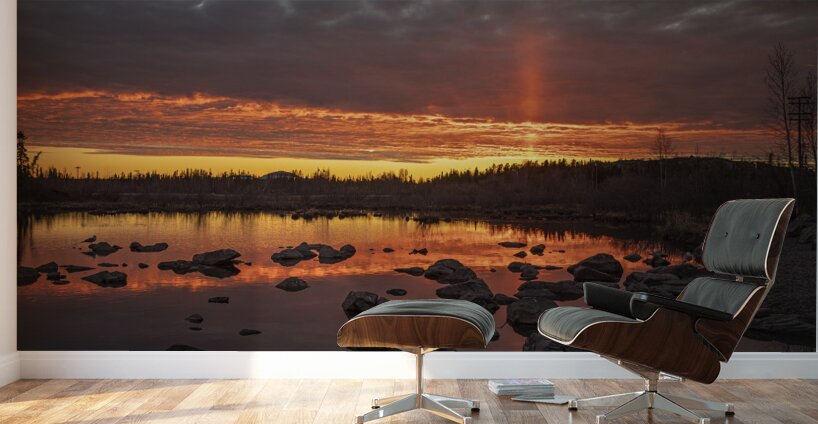 Mesmerizing Yellowknife Fiery Summer skies Wall Murals