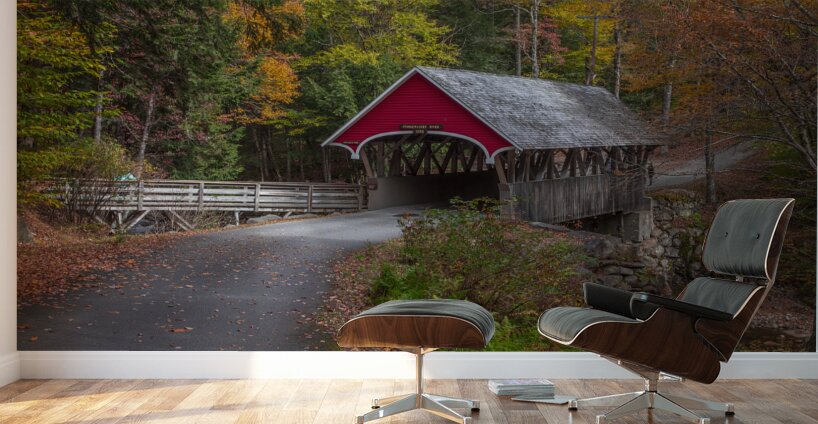 Flume Covered Bridge Autumn Magic Wall Murals