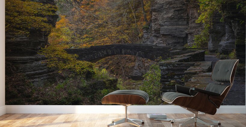 Autumn Fantasy Bridge Wall Murals
