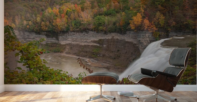 Autumn Splash At Middle Falls Wall Murals