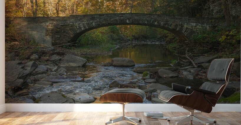 Autumn Stone Bridge Wall Murals