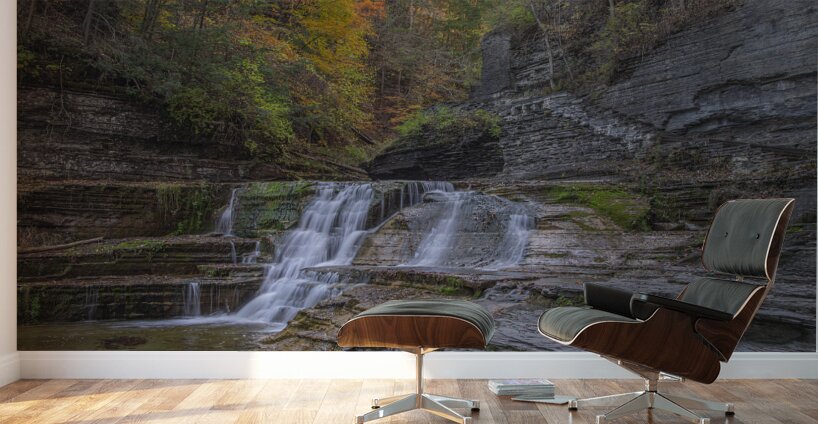 Autumn Cascading Falls Wall Murals