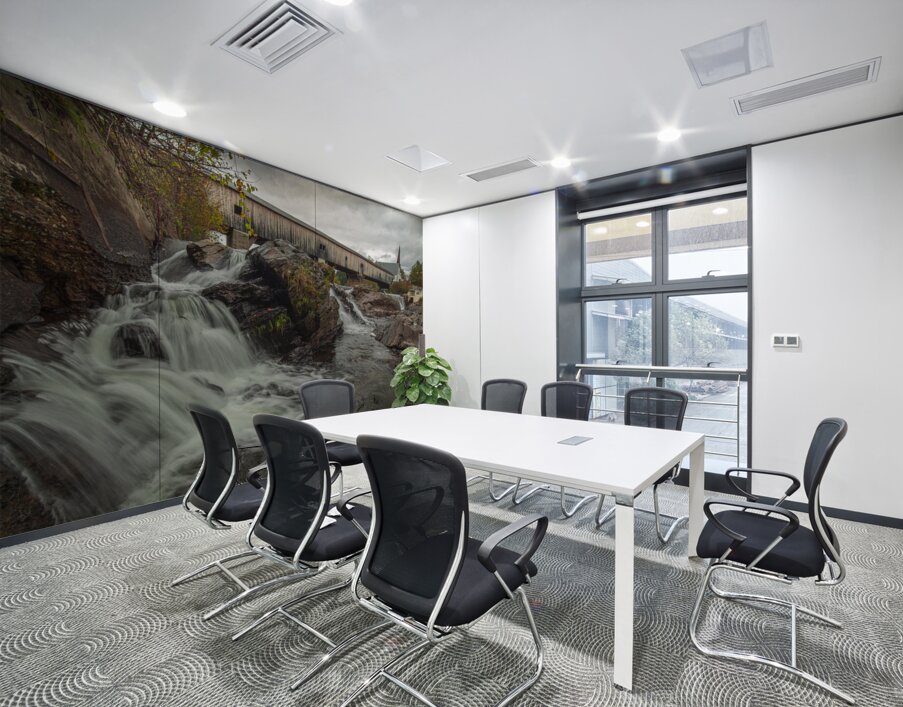 Bath waterfall and covered bridge Wall Printing