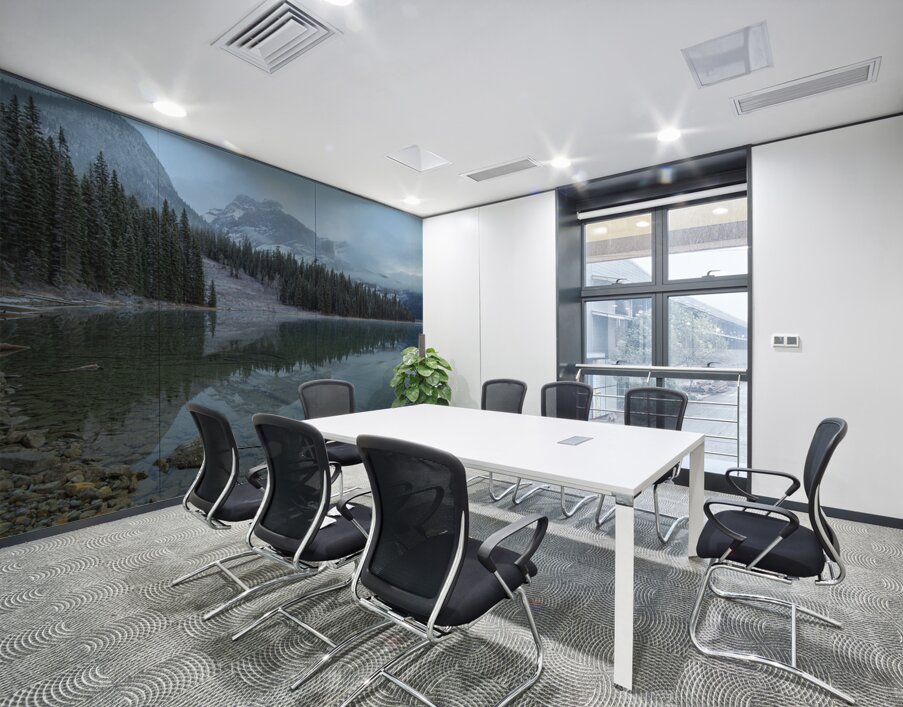 Misty Emerald Lake Mountain reflection Wall Printing