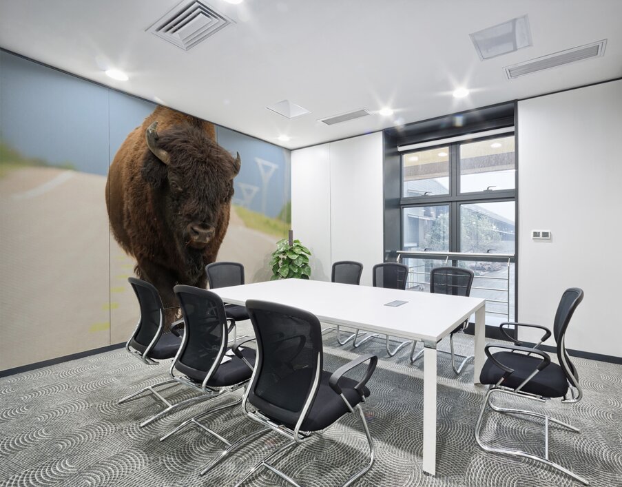 Big Boss of the Road   Wood Bison Wall Printing