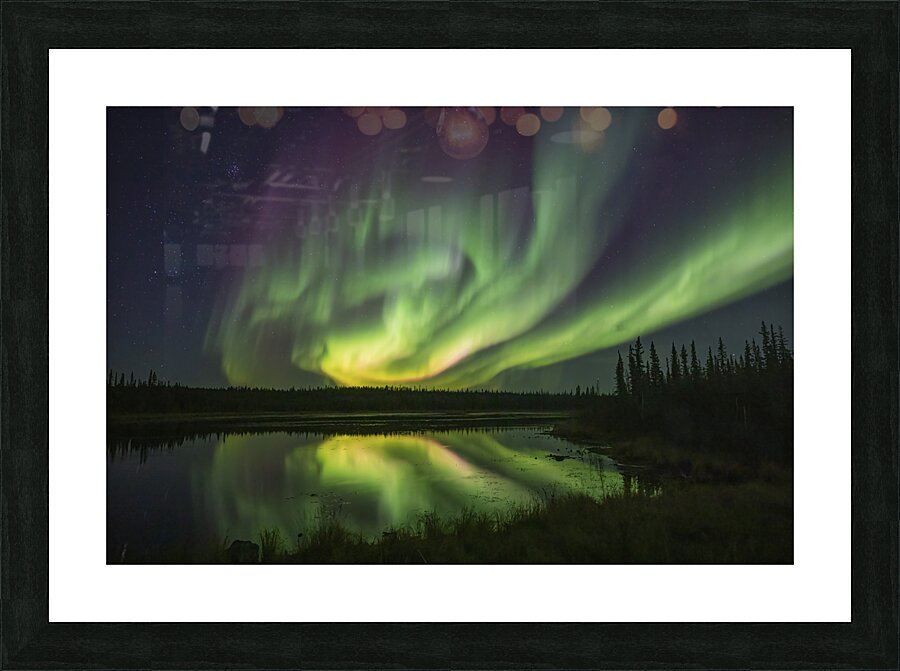 Aurora light pond reflections Picture Frame print