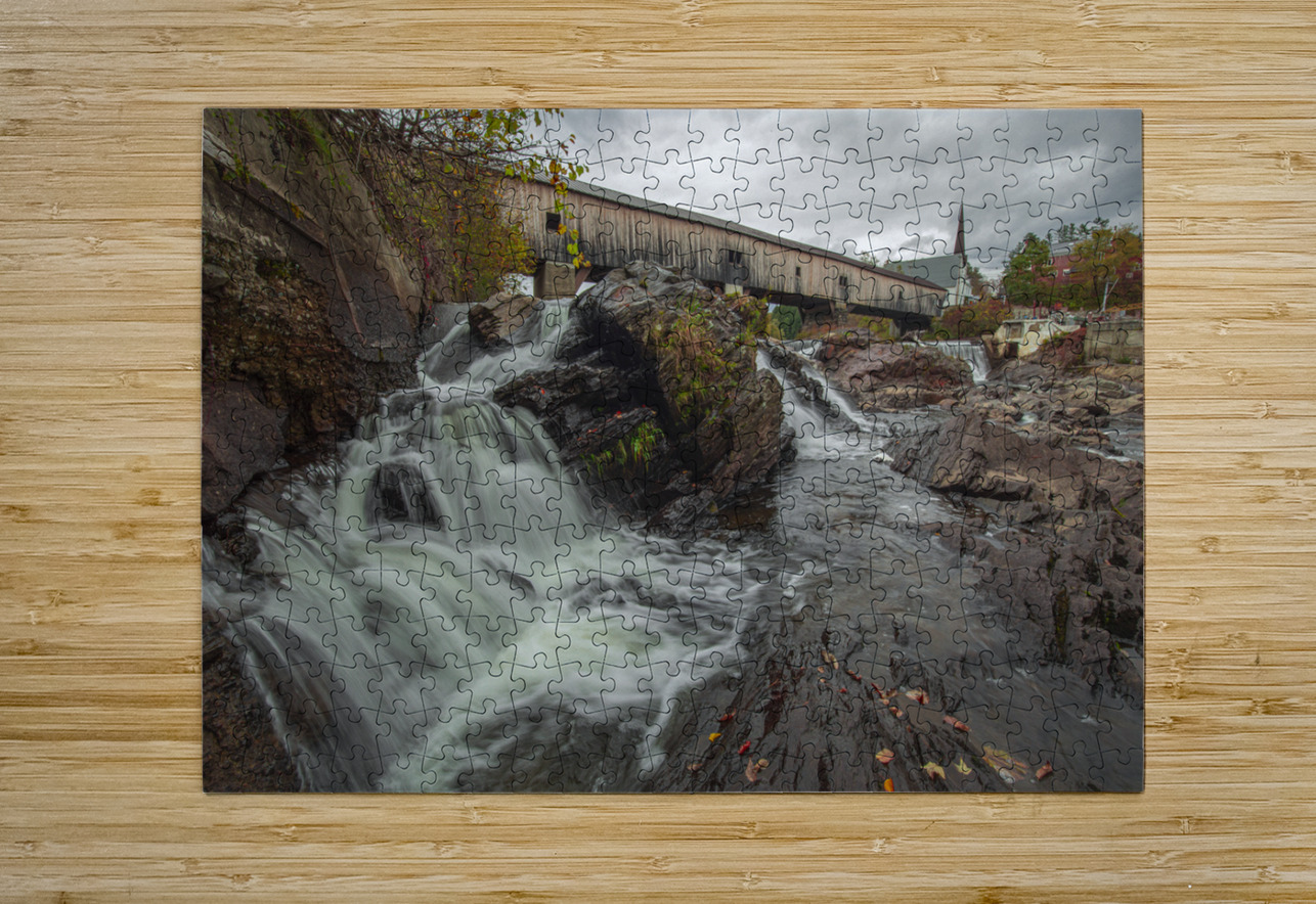 Bath waterfall and covered bridge Daniel Pekar Photography Puzzle printing
