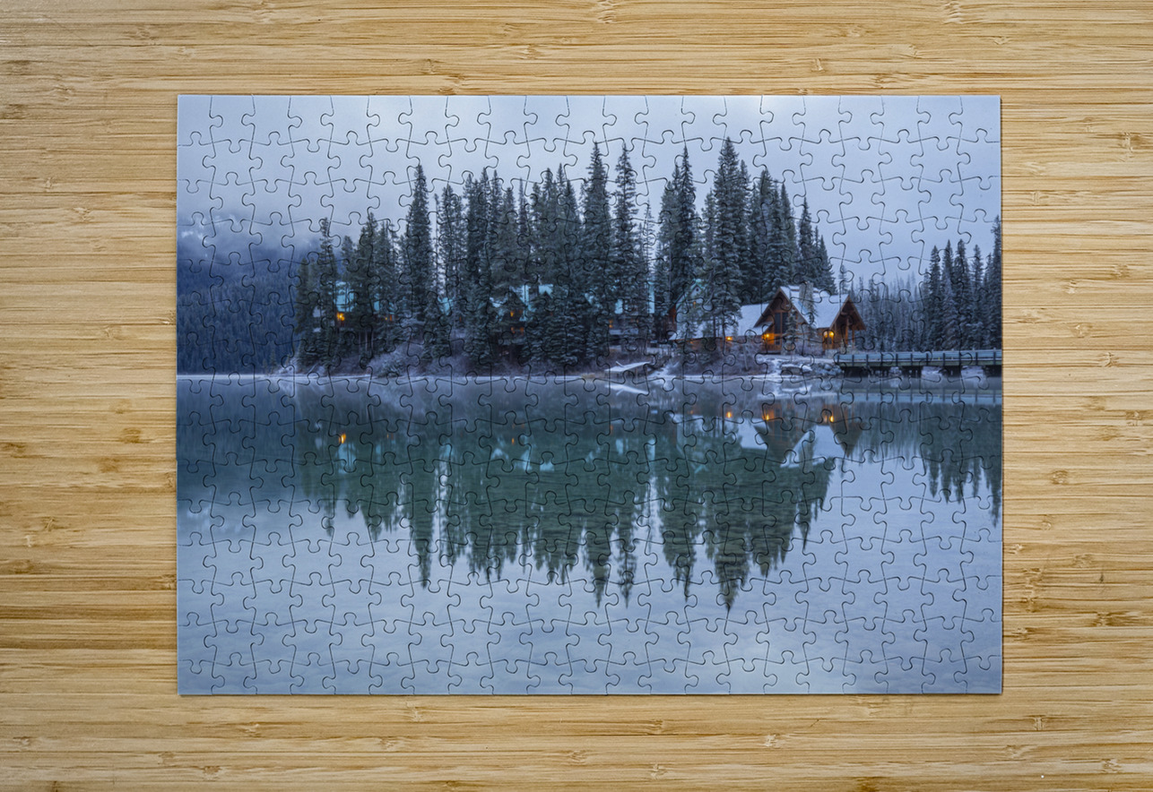 Misty Emerald Lake Chalet reflections Daniel Pekar Photography Puzzle printing