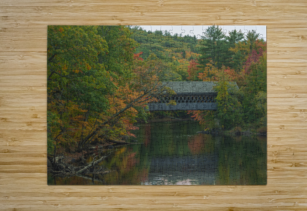 Henniker Covered Bridge Reflections Daniel Pekar Photography Puzzle printing