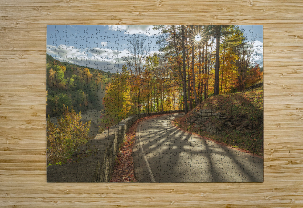 Letchworth Autumn Road Evening Glow Daniel Pekar Photography Puzzle printing