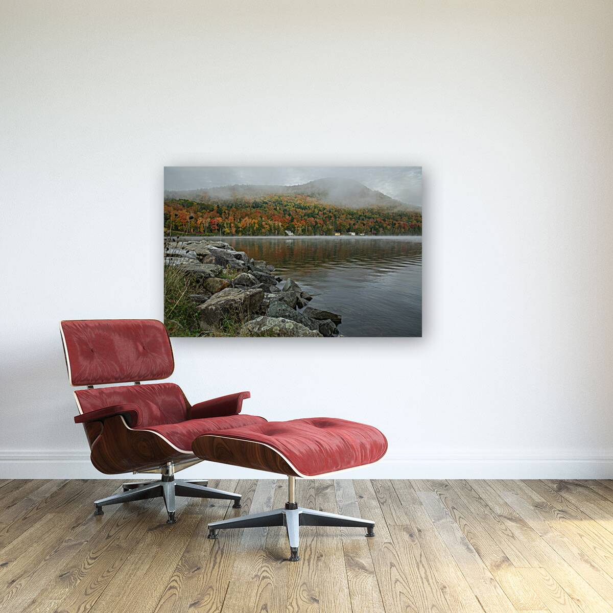 Harvey s Lake Autumn Fog Clearing Reproduction