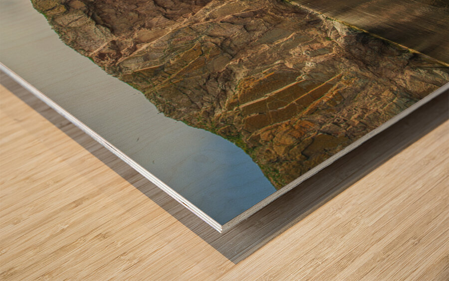 Close up of Perce Rock Reflection Wood print