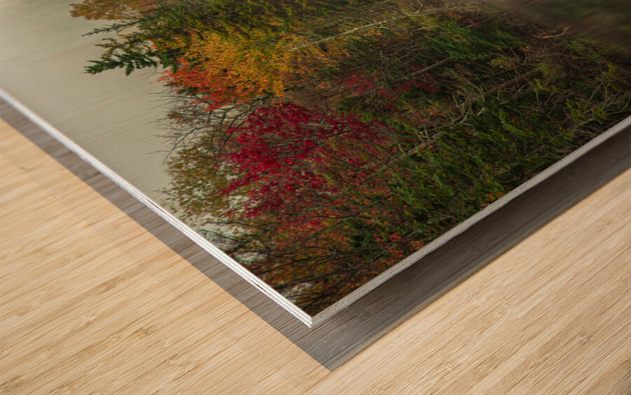 Foggy Echo Lake Fall Reflections Wood print