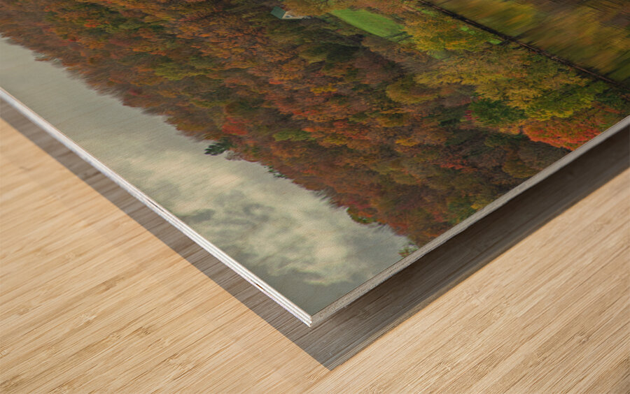 Pensioner Fall Reflections Wood print